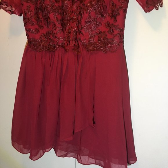 Gorgeous Fit and Flair Short Burgundy Dress - Picture 13 of 15